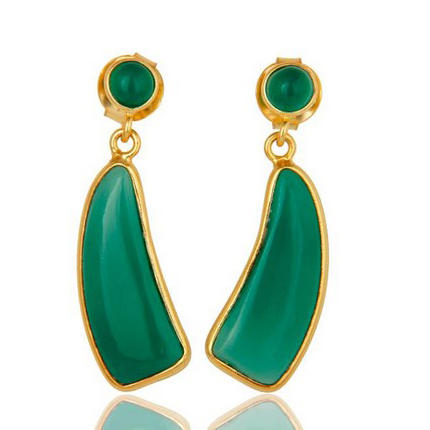 Strieborné pozlátené náušnice s ónyxom Sarah