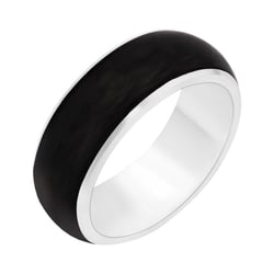 Plochý snubný prsteň z karbónu a striebra Kaidan