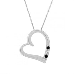 Zlatý prívesok srdce s čiernymi a bielym diamantom Janey