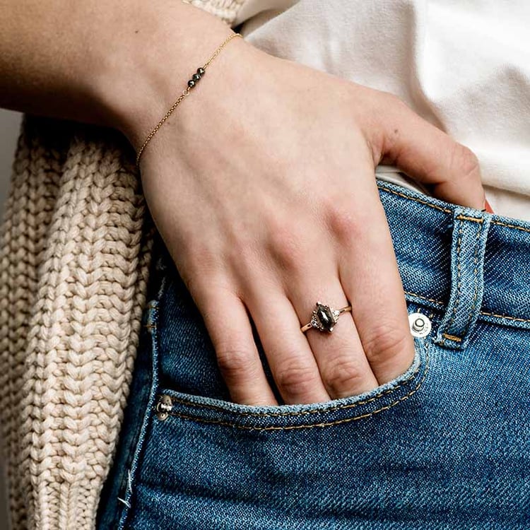 Prsteň s hexagon salt and pepper diamantom Lanre 152648