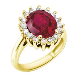 Zlatý prsteň s rubínom a diamantmi Eldria