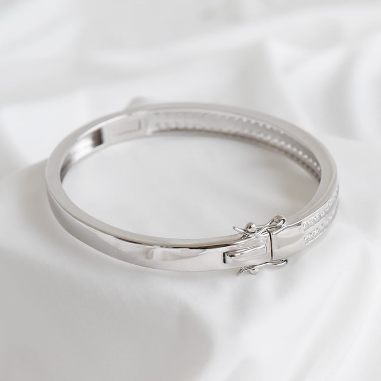 Strieborný náramok plný zirkónov 90703