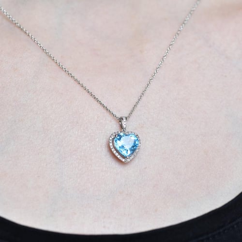 Prívesok so srdiečkovým topásom a diamantmi Thea