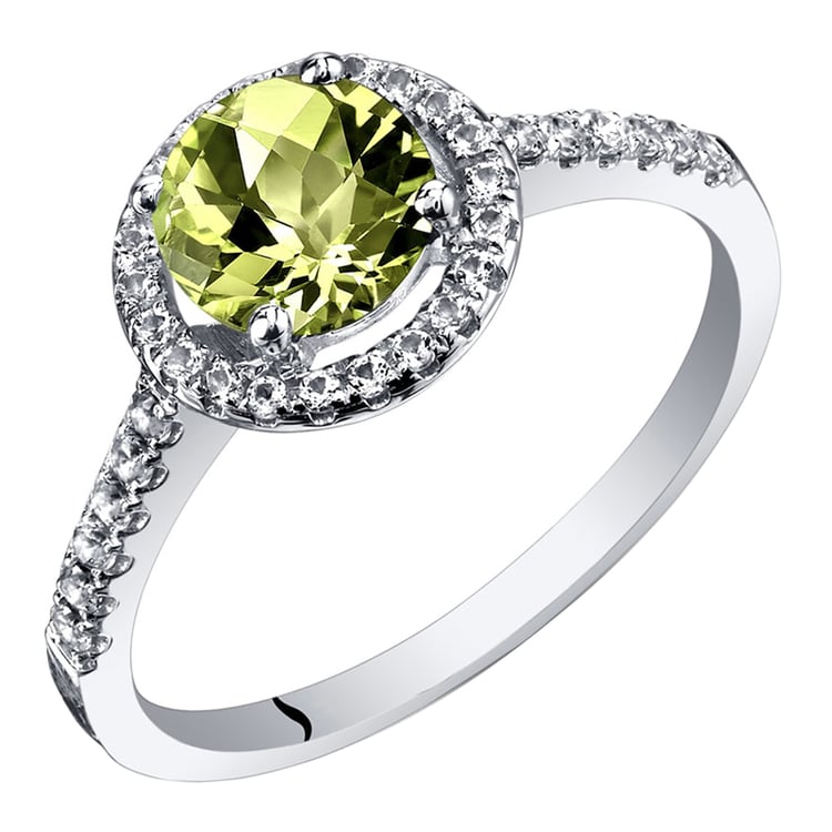 Olivín v zlatom prsteni s topásmi Pharrell