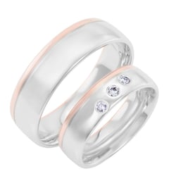 Svadobné obrúčky z kombinovaného zlata s diamantmi Raory
