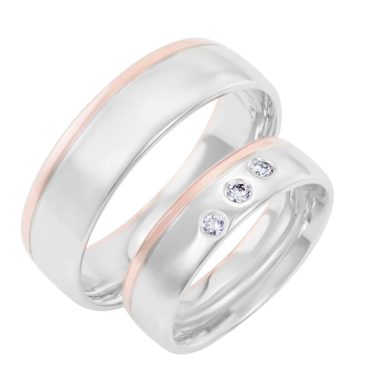 Svadobné obrúčky z kombinovaného zlata s diamantami Raory