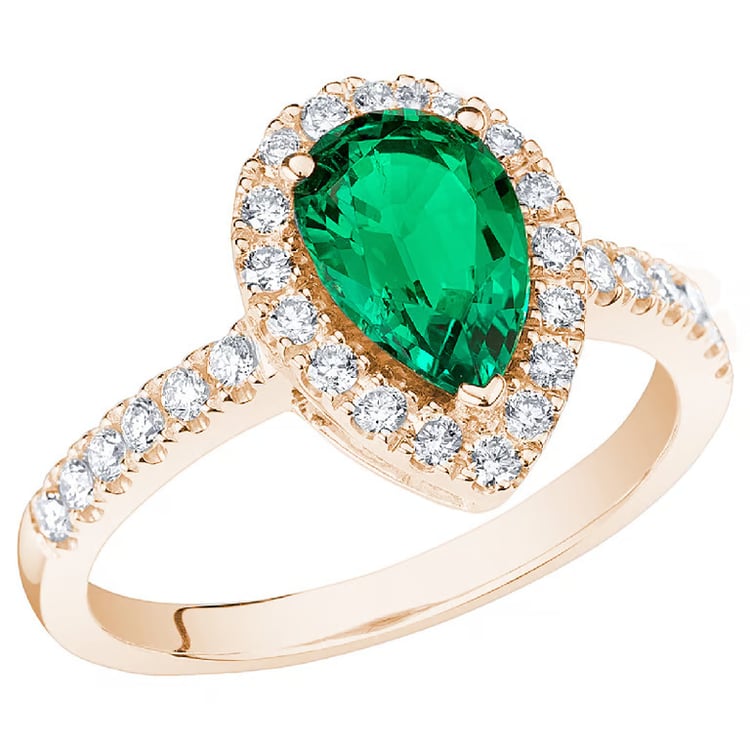 Rozvodový halo prsteň s pear lab-grown smaragdom a diamantmi Peter 165410