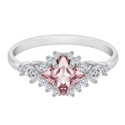 Zlatý prsteň s princess morganitom a moissanitmi Nairne