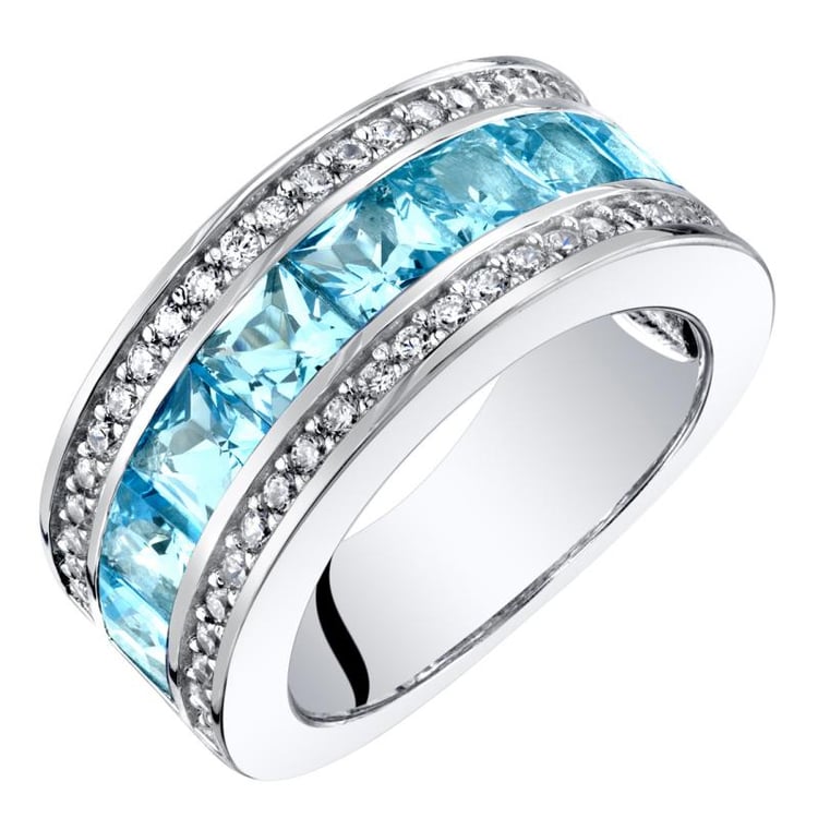 Strieborný eternity prsteň so švajčiarskymi topásmi