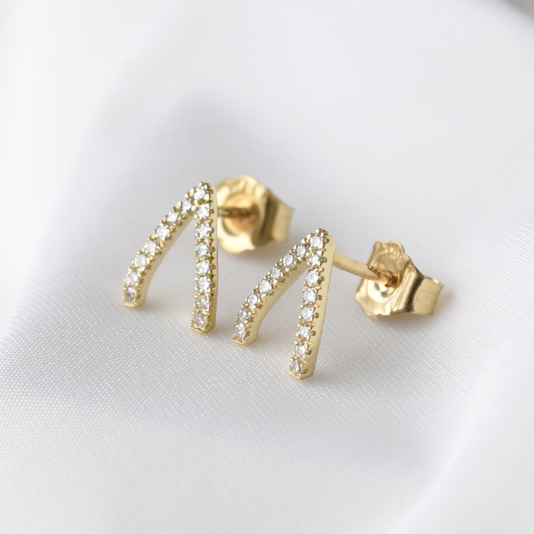 Strieborné náušnice s lab-grown diamantmi Wishbone 104197