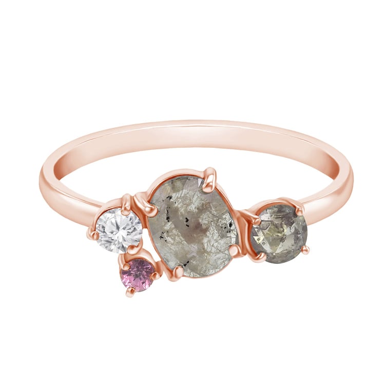 Cluster prsteň so salt and pepper diamantmi a zafírom Terra 134890