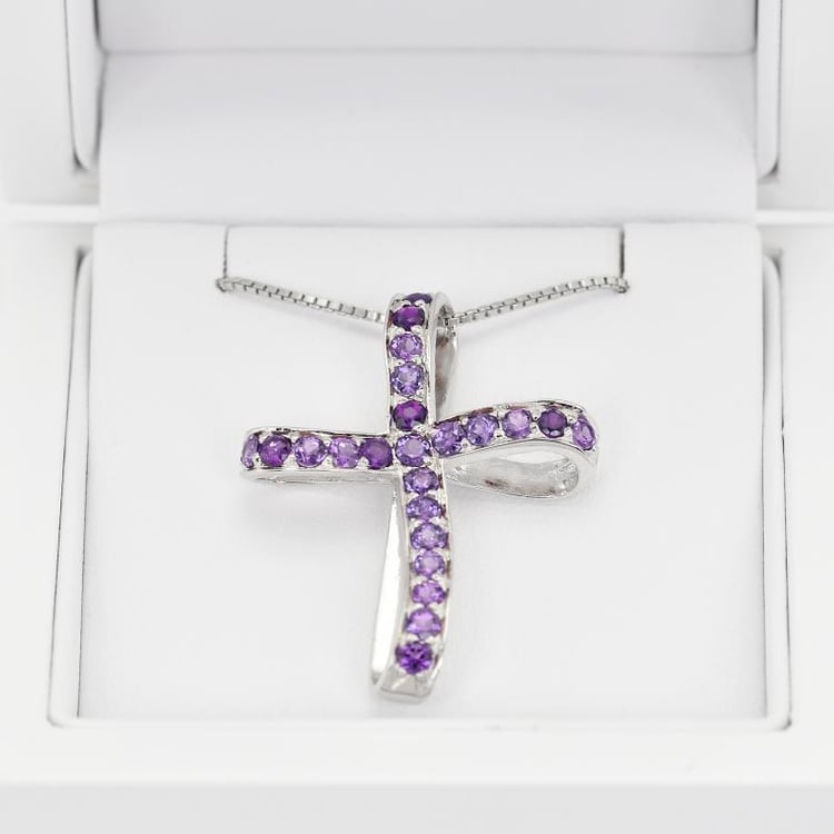 Strieborný krížik s ametystmi 13467