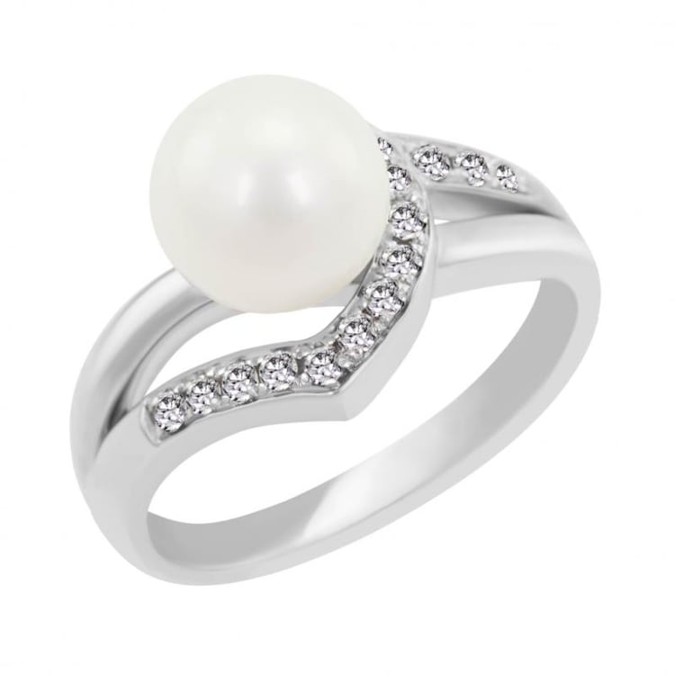 Prsteň s perlou a diamantmi