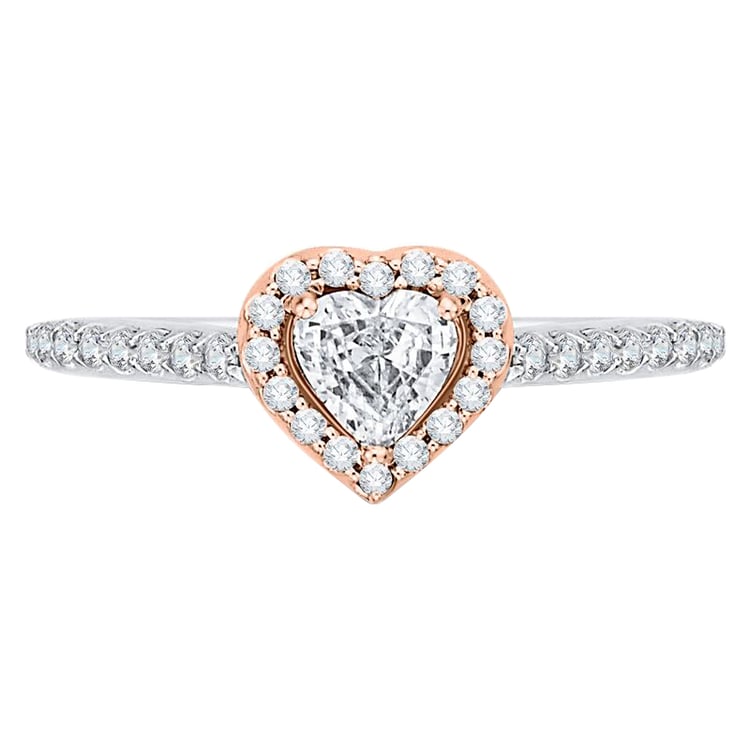 Zlatý halo zásnubný prsteň v tvare srdca 60916