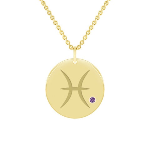 Strieborný prívesok so znamením a ametystom Ryby 103414