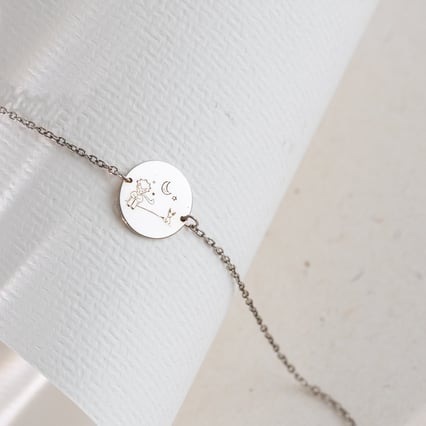 Strieborný náramok Malý princ s líškou a gravírom