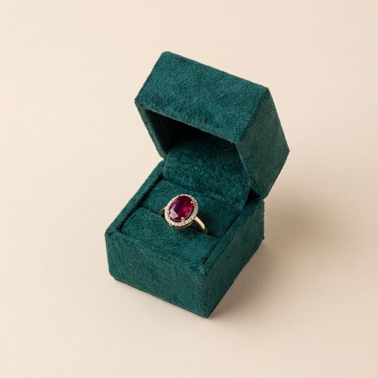 Rozvodový zlatý prsteň s rubínom a diamantmi Luka 165566