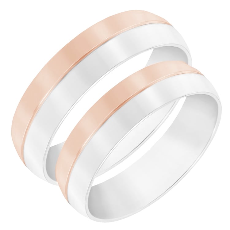 Pologuľaté svadobné obrúčky z kombinovaného zlata 60637