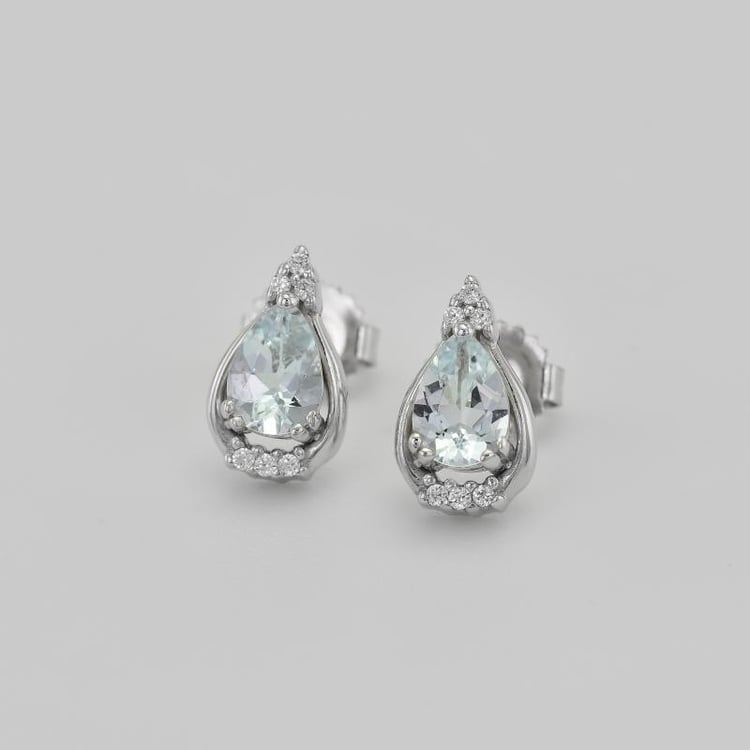 Akvamarínové slzy v strieborných náušniciach 30698