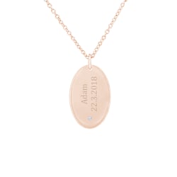 Zlatý oválný prívesok s diamantom a gravírom Ismael