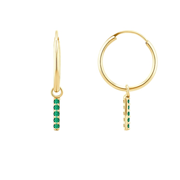 Zlaté visiace náušnice so smaragdmi Christy