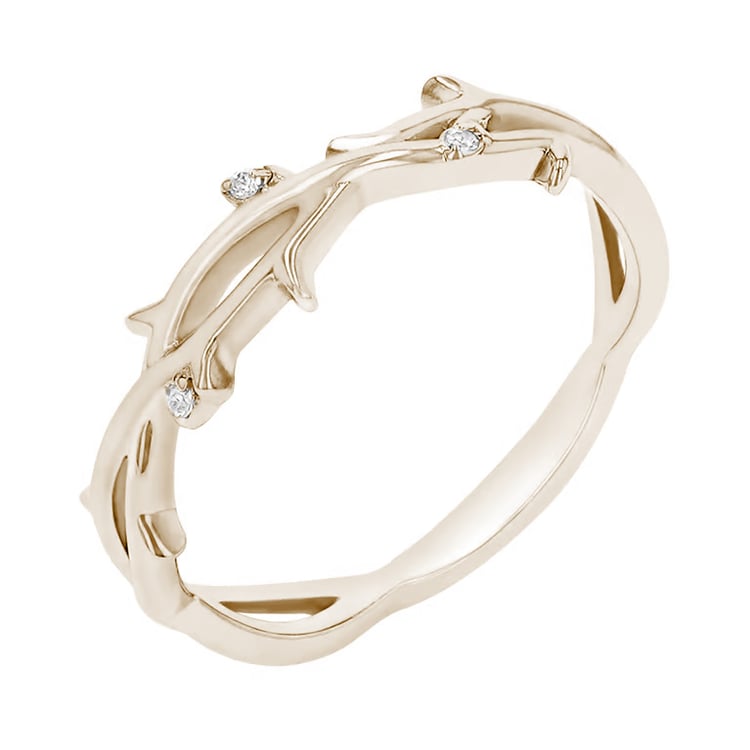 Nežný zlatý prsteň s naturálnym motívom z orieškového zlata Clemente