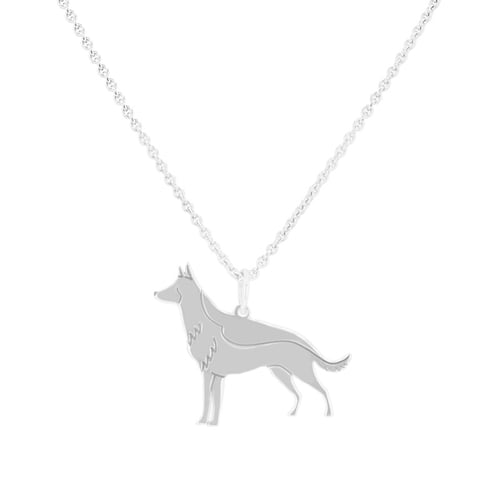 Strieborný prívesok v tvare psa s gravírom German Shepherd