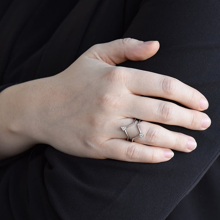 Vykrojený prsteň s diamantmi Elron 95920