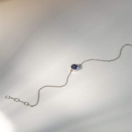 Platinový náramok s modrým tanzanitom Rollie