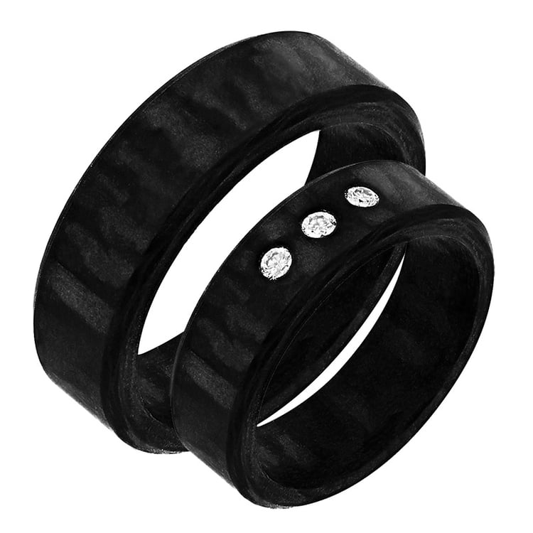 Karbonové snubné prstene s diamantmi