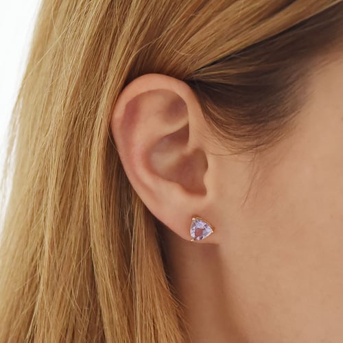 Minimalistické strieborné náušnice s fialovým ametystom Magni