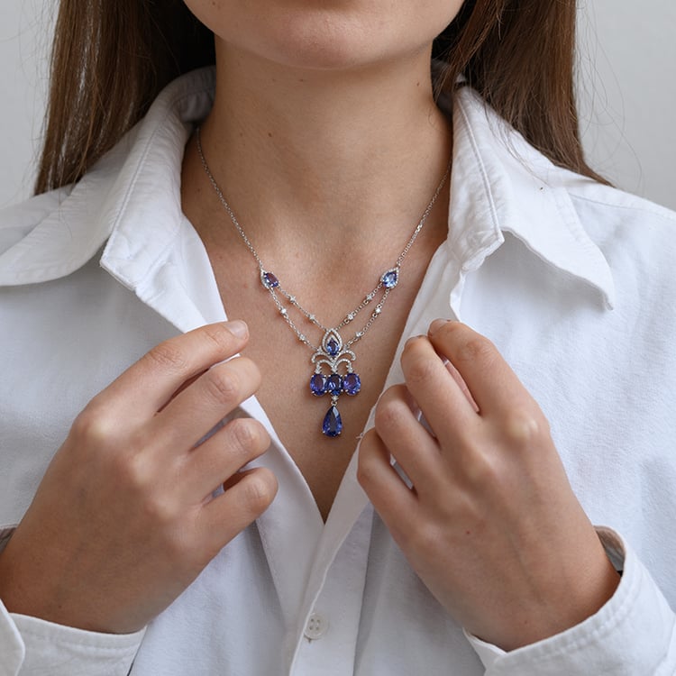 Tanzanitový náhrdelník plný diamantov Ranies 134152