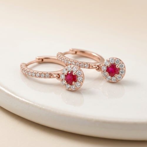 Očarujúce strieborné náušnice s rubínmi a lab-grown diamantmi Donna