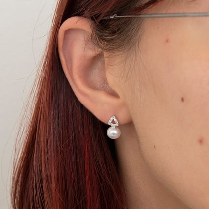 Perlové náušnice s diamantmi zo zlata Galave