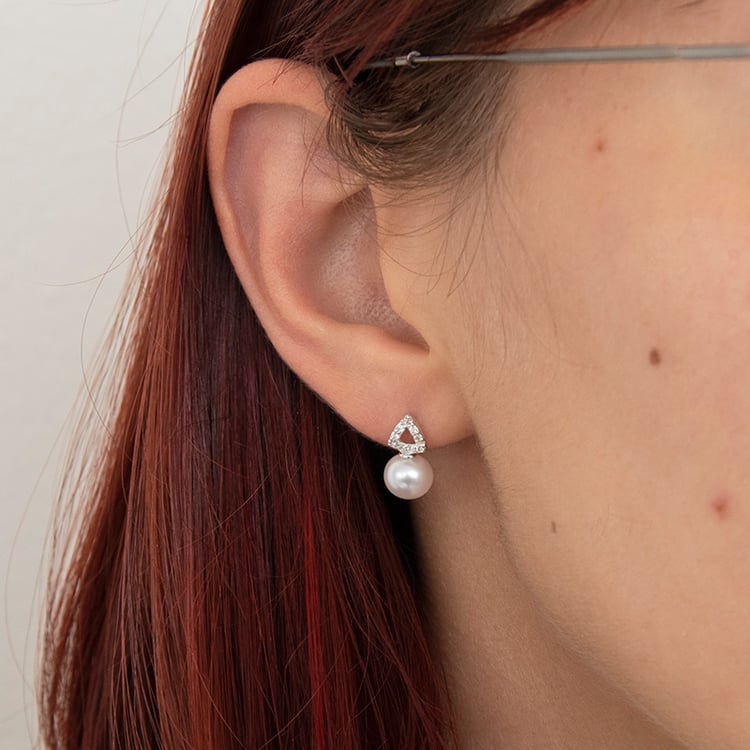 Perlové náušnice s diamantmi zo zlata Galave 109396