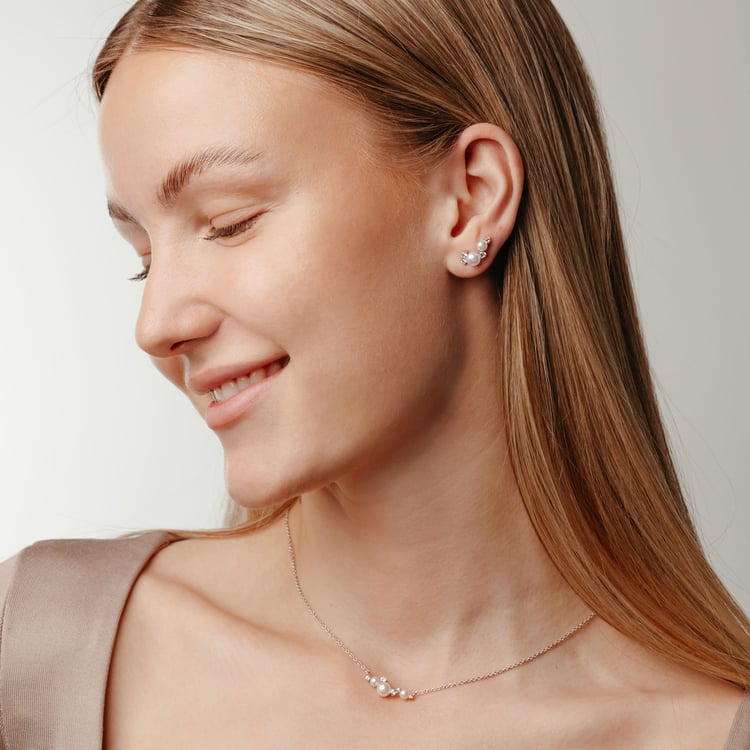 Strieborné perlové náušnice s bielym topásom Anita 163936