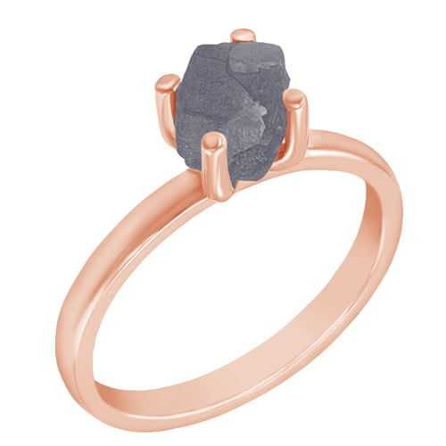 Zlatý prsteň so surovým diamantom v tmavosivej farbe Rajani