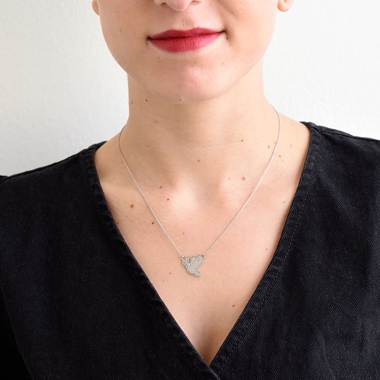 Náhrdelník v tvare holubice s diamantmi Dove 96662