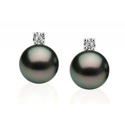 Náušnice s diamantmi a čiernymi perlami Princessy