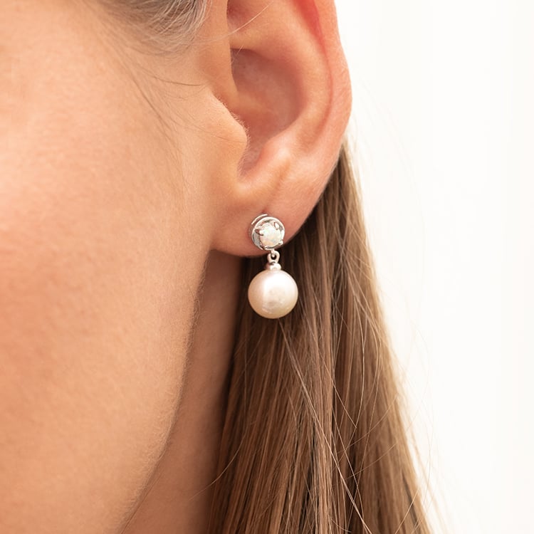 Strieborná kolekcia perlových šperkov s lab-grown opálmi Jasna 142946