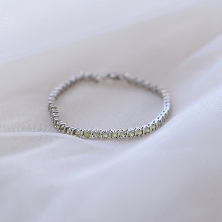 Strieborný náramok zdobený olivín 62136