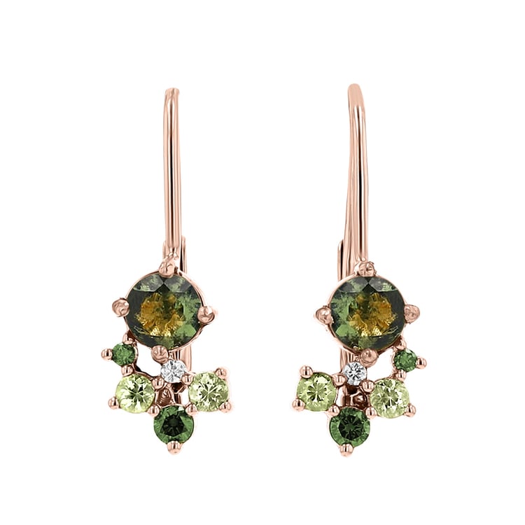 Cluster náušnice s vltavínmi, zafírmi a diamantmi Gita 146864