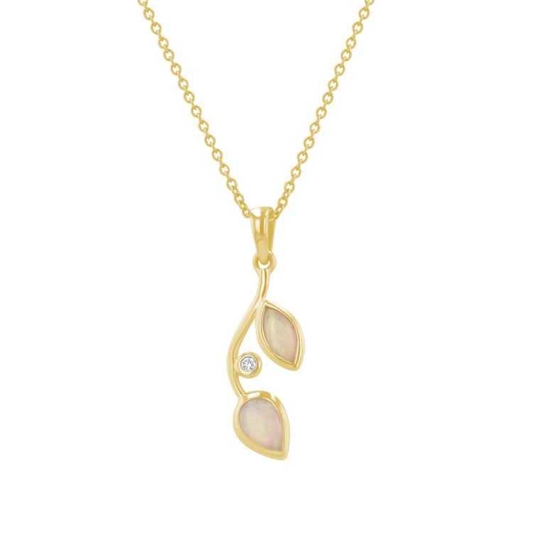 Opálový prívesok v tvare lístkov s diamantom Dayna 110347