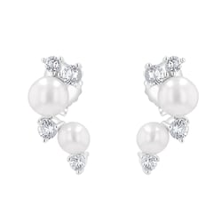Strieborné perlové náušnice s bielym topásom Anita