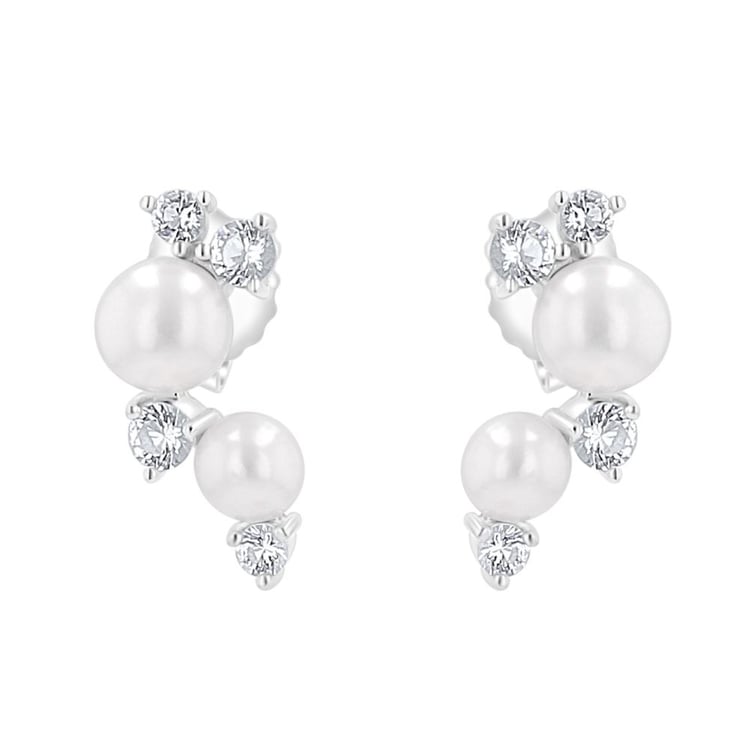 Strieborné perlové náušnice s bielym topásom