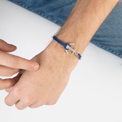 Strieborný pánsky povrázkový náramok s kotvou Darcon