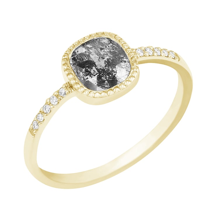 Prsteň s emerald salt and pepper diamantom a lab-grown diamantmi Miriam 97138