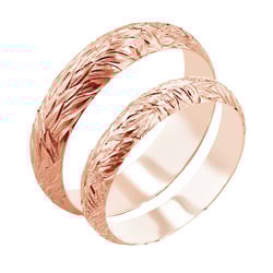 Svadobné obrúčky s ručnou rytinou listov Louie