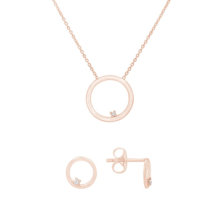Kolekcia karma náušníc a náhrdelníka z ružového zlata 82319