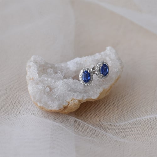 Zlaté náušnice so zafírmi a diamantmi Eleany